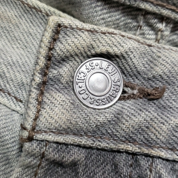 Vintage 90's Men's Levi's 501 Straight Button Fly Silver Gray Wash Denim Jeans - Picture 10 of 16